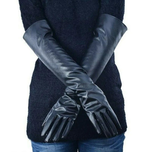 Gants longs de soirée en similicuir