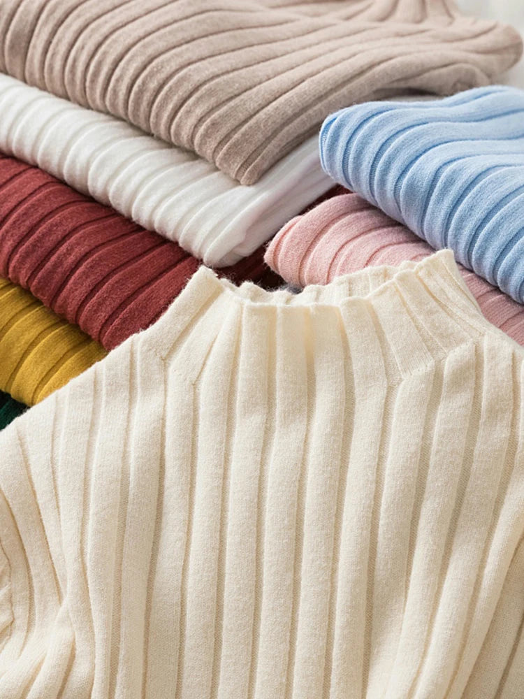 Fitted Ribbed Mock Neck Sweater