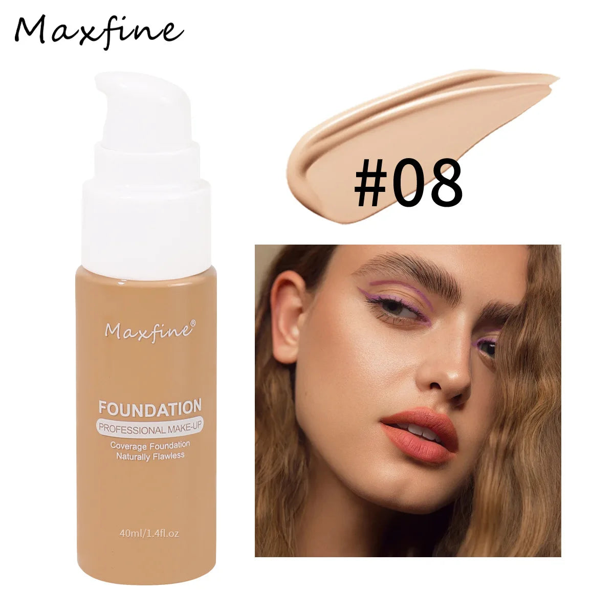 Liquid Cream Foundation – Moisturizing, Full Coverage, Waterproof, Long-Wear, 12 Shades