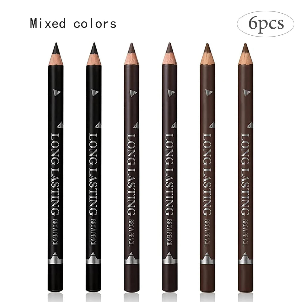 Waterproof Eyebrow Pencil — Pack of 6 or 12 Pieces, Long-Lasting Wear