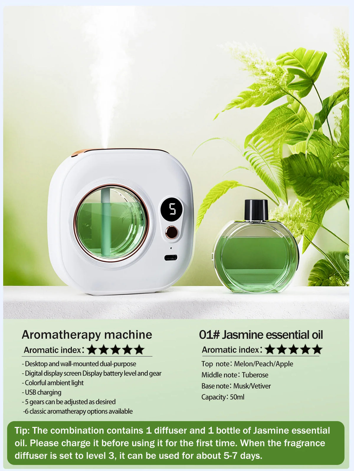 Diffuseur Automatique Rechargeable – Ultrasonique, Minuterie, Aromathérapie