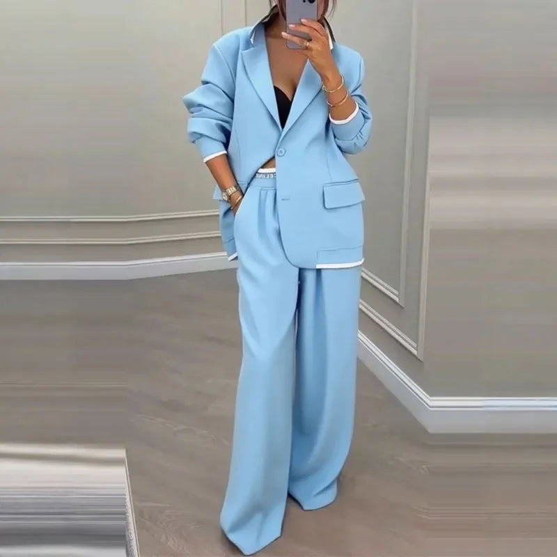 Ensemble Blazer et Pantalon Jambe Large