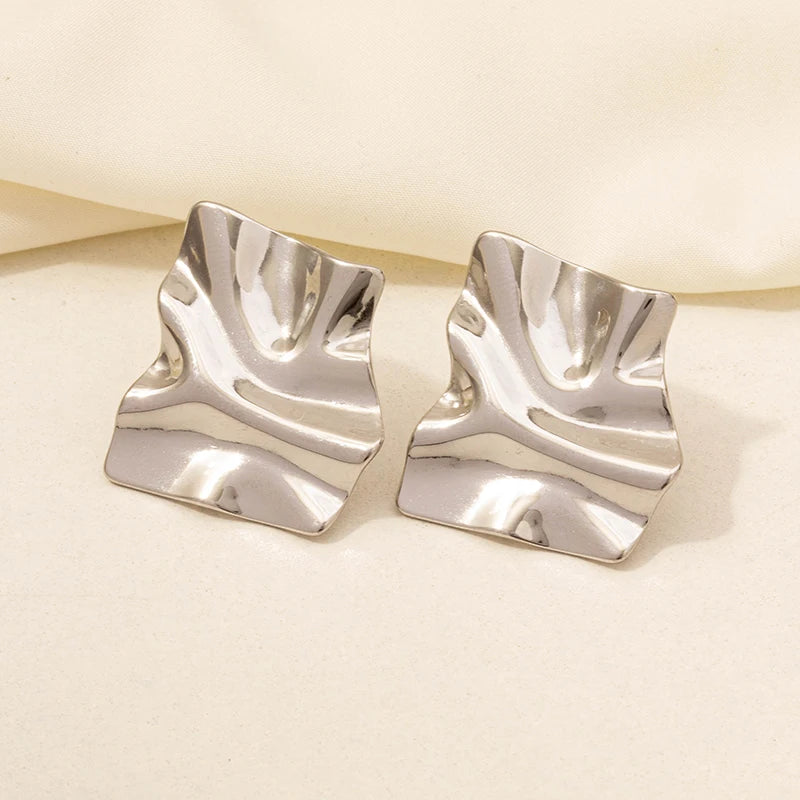 Irregular Geometric Stud Earrings – Stainless Steel, Waterproof & Durable, Unisex