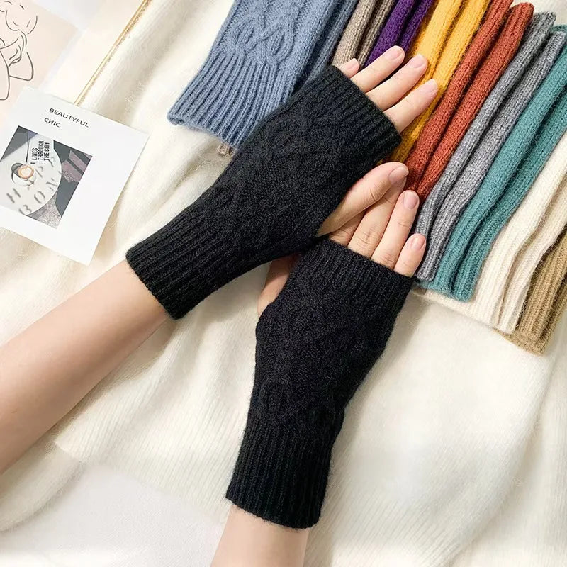 Women's knit fingerless mittens