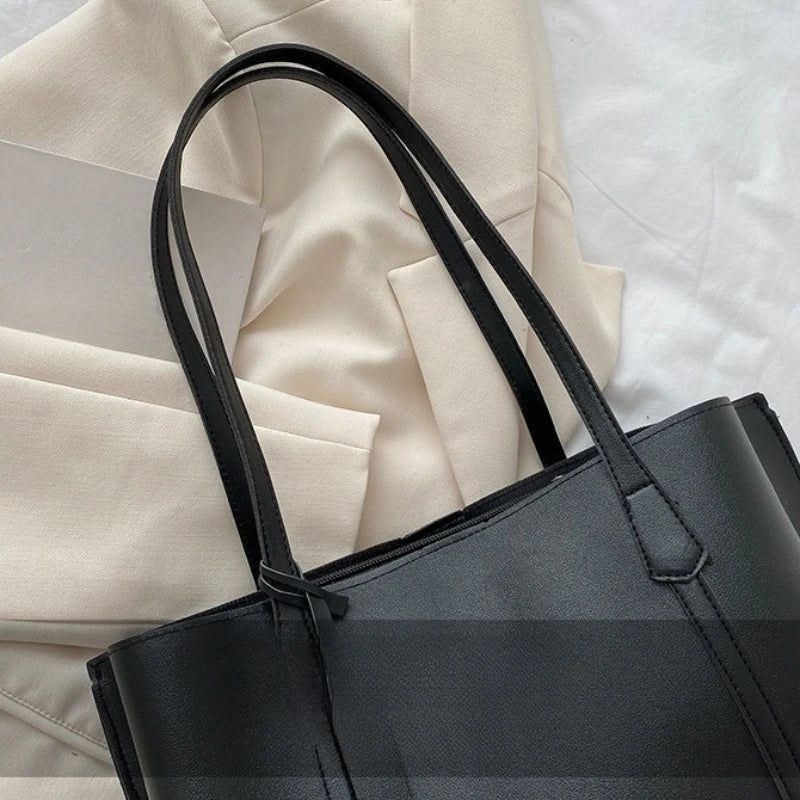 Soft Retro-Style PU Tote Bag