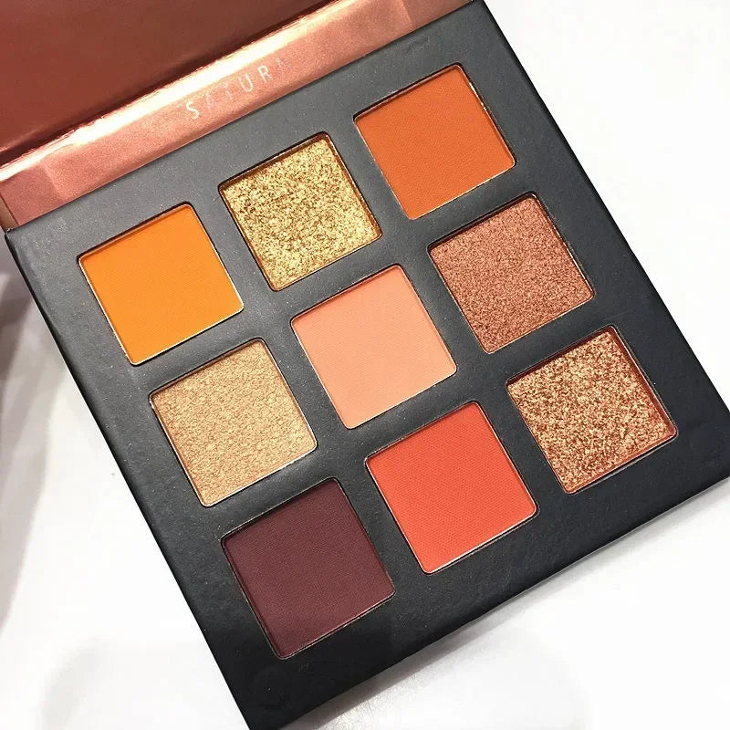 Palette Fard à Paupières 9 Teintes — Shimmer & Glitter Longue Tenue, Waterproof