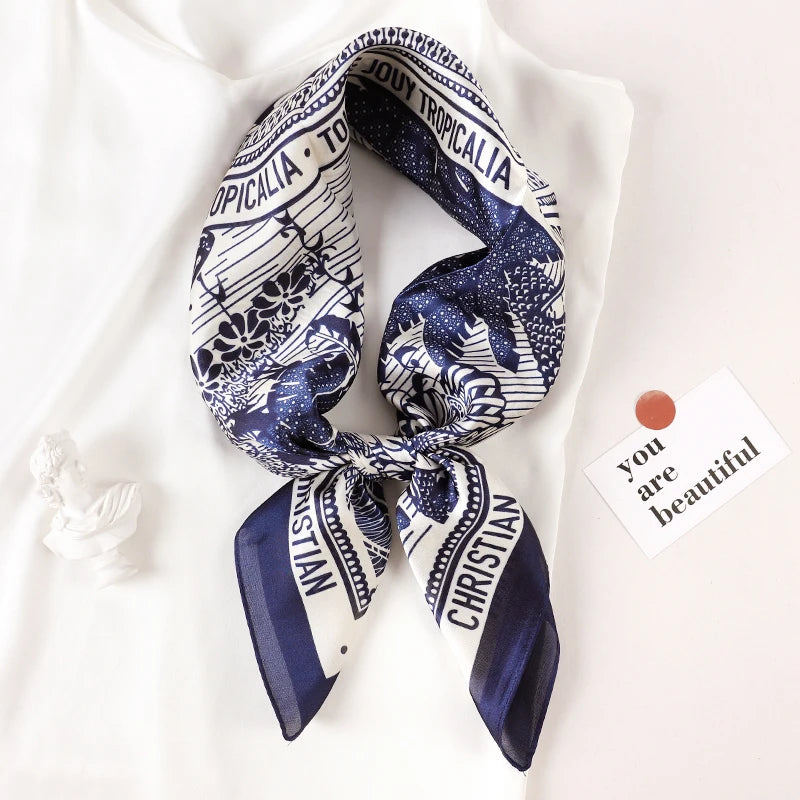 Women's Square Scarf – Luxury Satin Silk, Hair Ribbon, 70x70cm