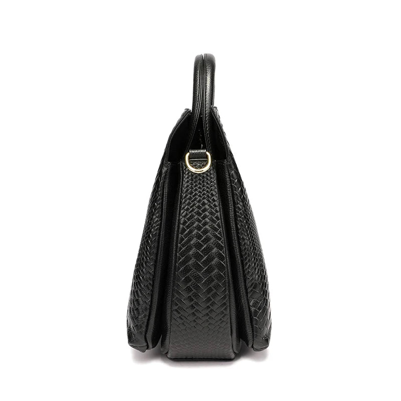 Sac à main en cuir de vache tressé luxueux pour femme - Style casual chic polyvalent