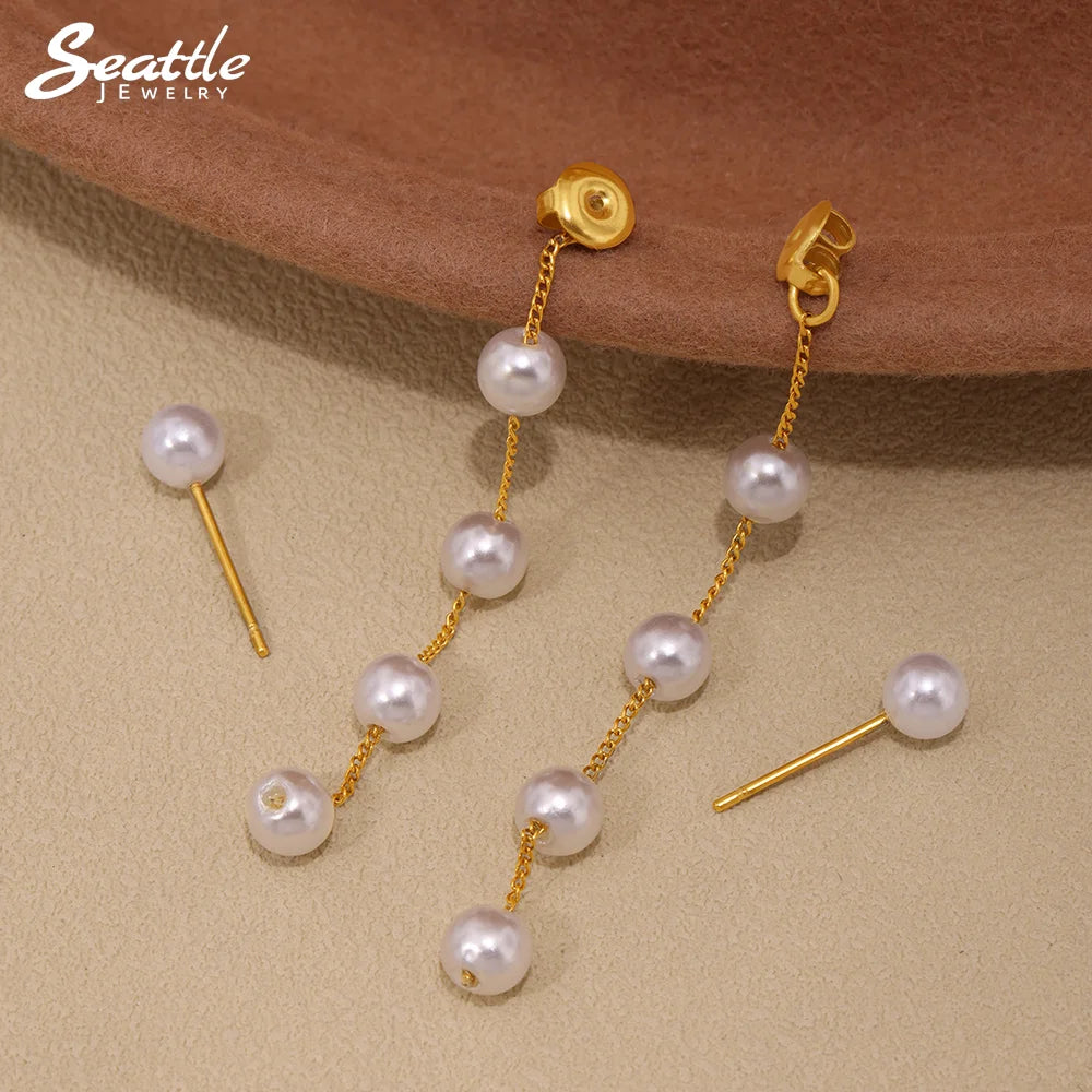 Boucles d'Oreilles Longues Pendantes – Acier Inoxydable Plaqué Or PVD, Style Élégant