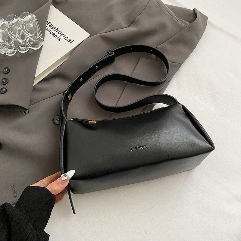 Sac à bandoulière luxe en cuir pu souple pour femme - Sac seau casual avec bretelles ajustables