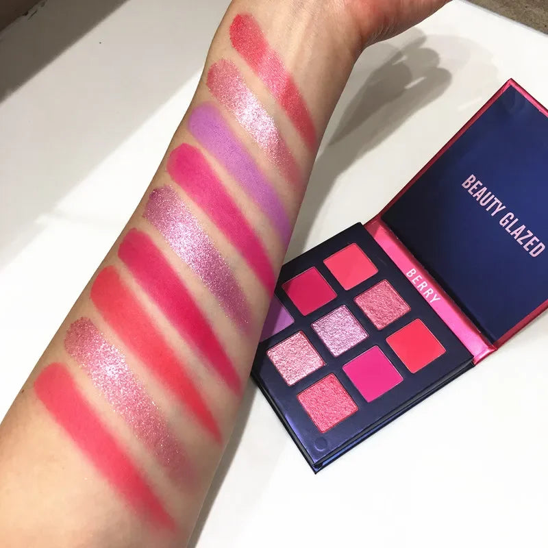 Palette Fard à Paupières 9 Teintes — Shimmer & Glitter Longue Tenue, Waterproof