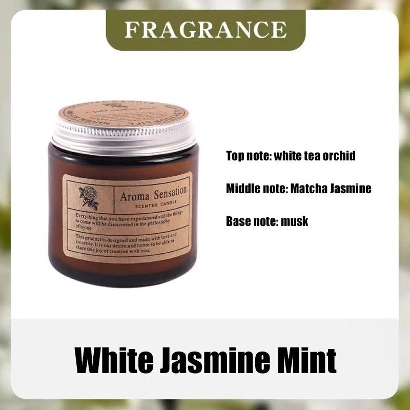 Bougie Parfumée Artisanale en Cire de Soja – Sans Fumée, Coupe en Verre, Aromathérapie