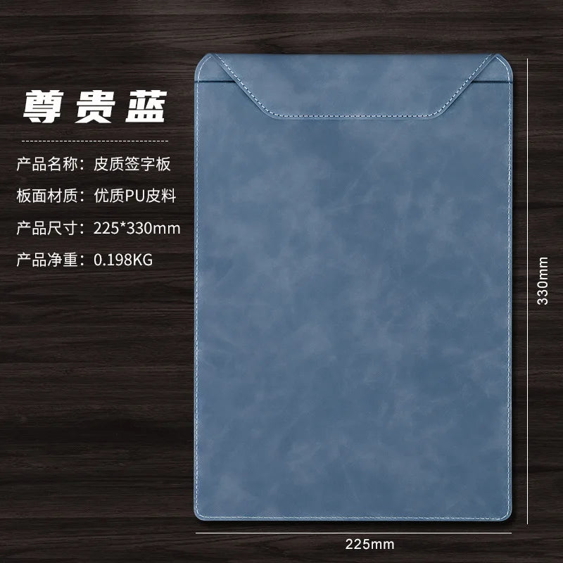 Professional A4 PU leather document holder with clip - Customizable for office and meetings