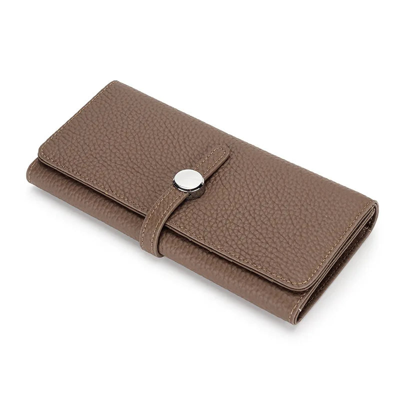 Women's Long Genuine Leather Wallet – Multifunctional, Phone Pocket and Photo Holder