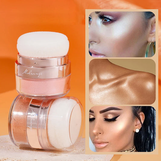 Highlighter Glitter Poudre – Visage, Corps & Cheveux, Waterproof, Résistant à la Transpiration, 4 Teintes
