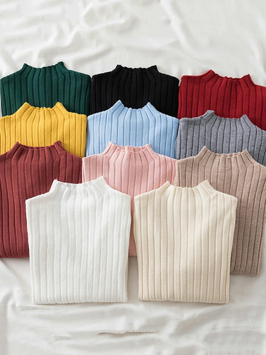 Fitted Ribbed Mock Neck Sweater