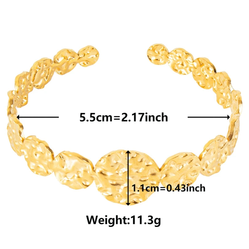 Textured Pattern Bracelet – Flower, Heart or Snake, Gold Stainless Steel, For Women