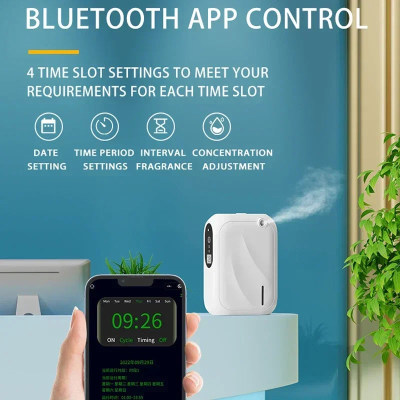 200 m³ Bluetooth Aromatherapy Diffuser – App Control, Wall-Mounted, Pure Essential Oil