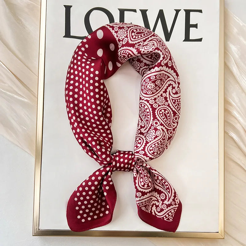 Women’s Square Scarf – Luxury Satin Silk, Elegant Headband & Shawl, 70x70cm