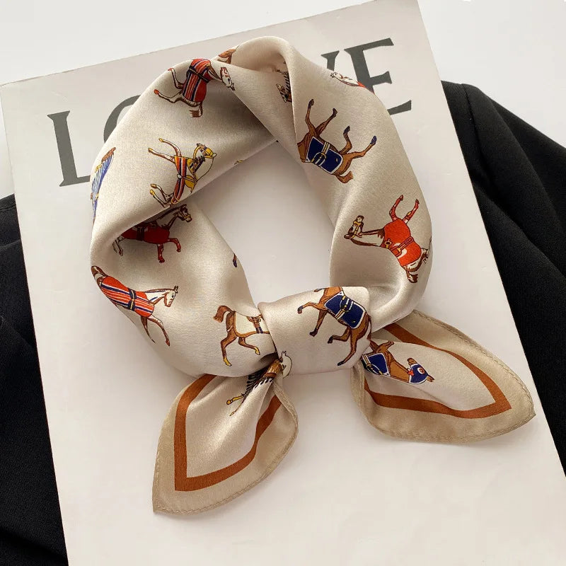 Women's Square Scarf – Luxury Satin Silk, Hair Ribbon, 70x70cm