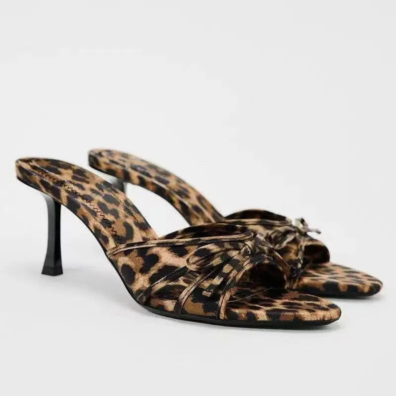 Stiletto Heeled Sandals with Bow - Summer