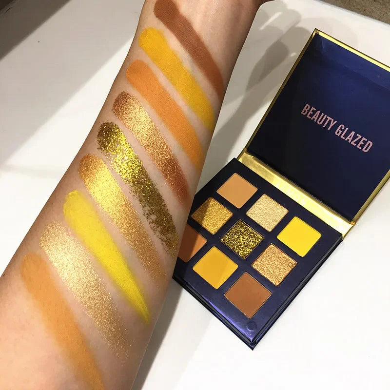 Palette Fard à Paupières 9 Teintes — Shimmer & Glitter Longue Tenue, Waterproof