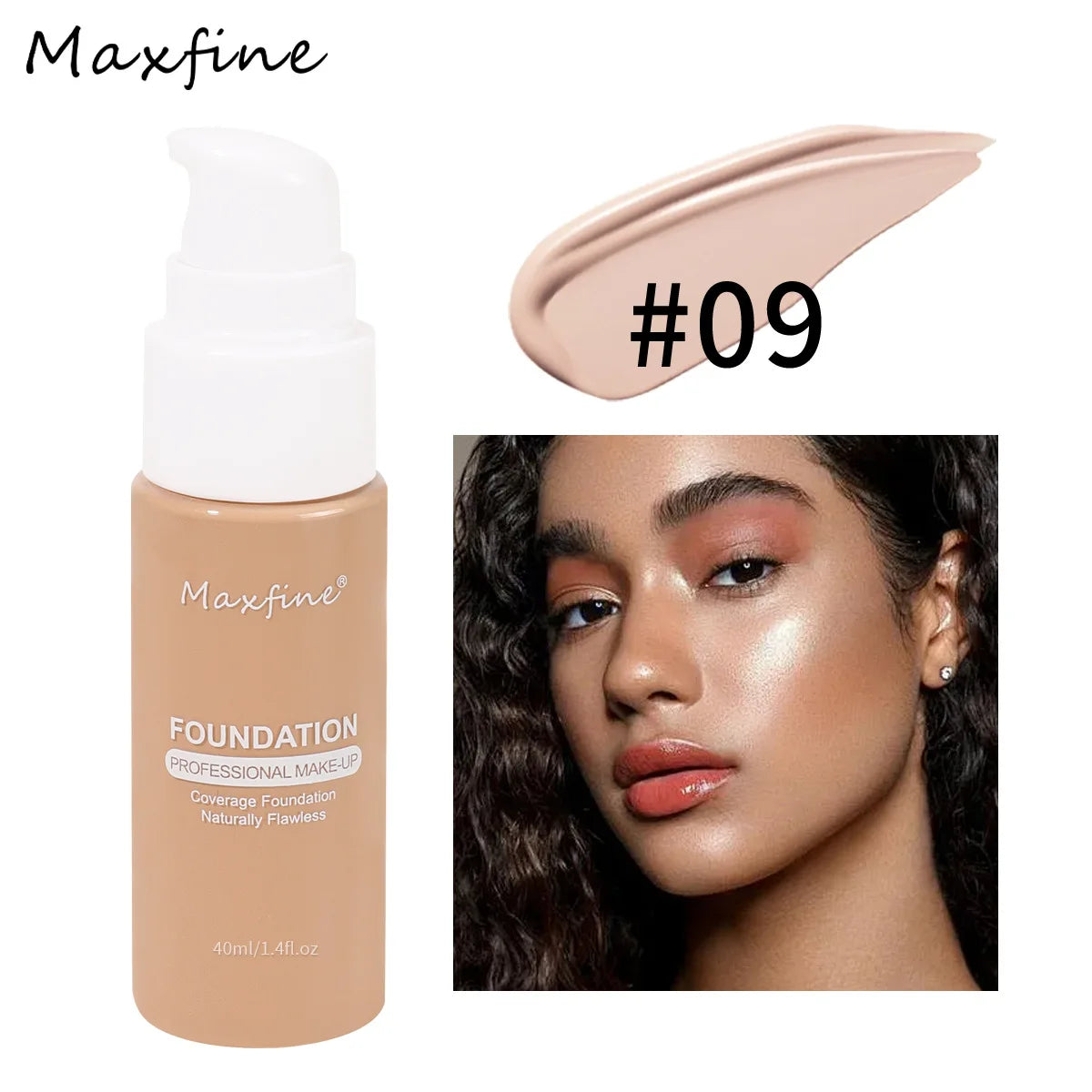 Liquid Cream Foundation – Moisturizing, Full Coverage, Waterproof, Long-Wear, 12 Shades