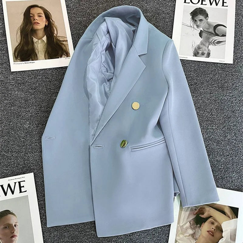 Double-Breasted Blazer with Notch Lapel