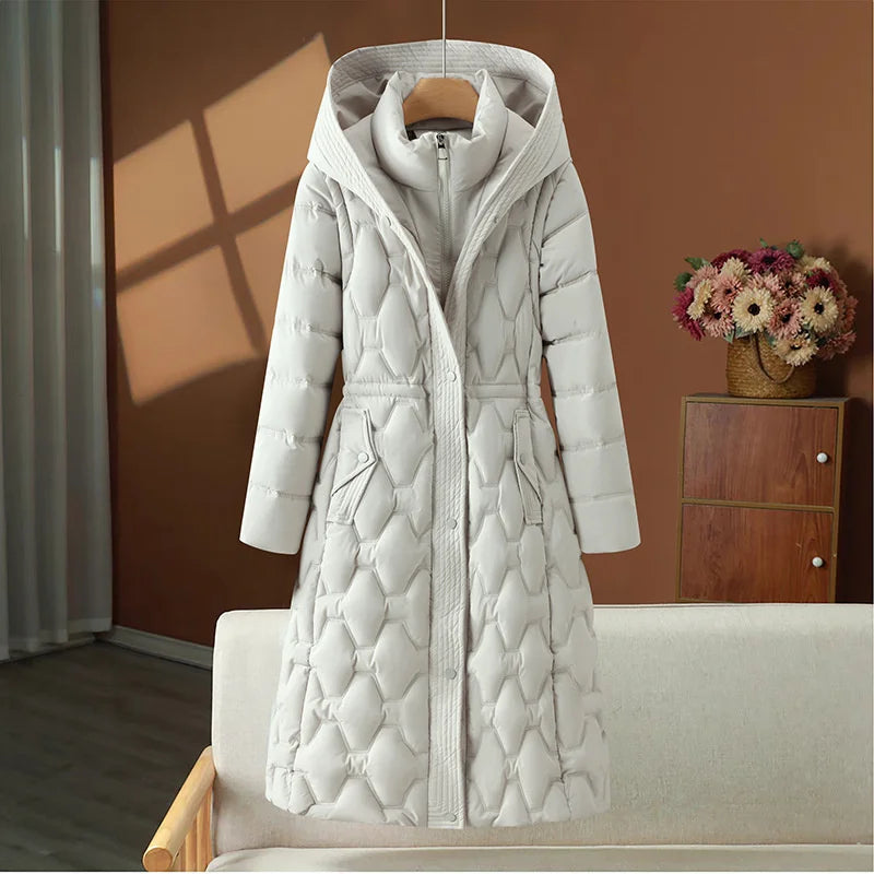 Women's long hooded padded coat