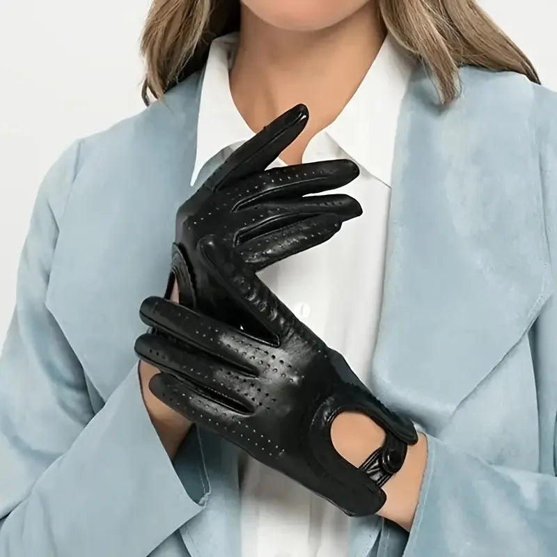 Gants en cuir de mouton perforé pour femme