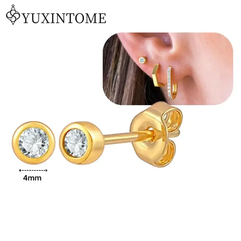 Boucles d'Oreilles Créoles Huggie Argent 925 – Zircon & Cristal, Goutte d'Eau, Certifiées GDTC, 73 Styles