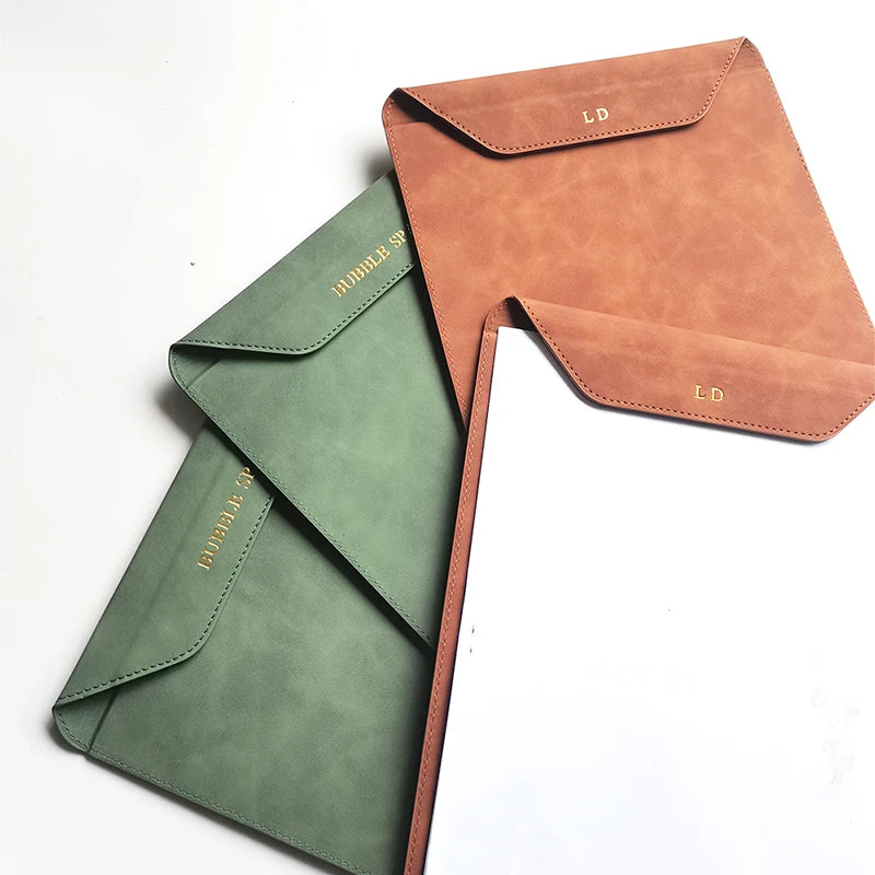 Professional A4 PU leather document holder with clip - Customizable for office and meetings