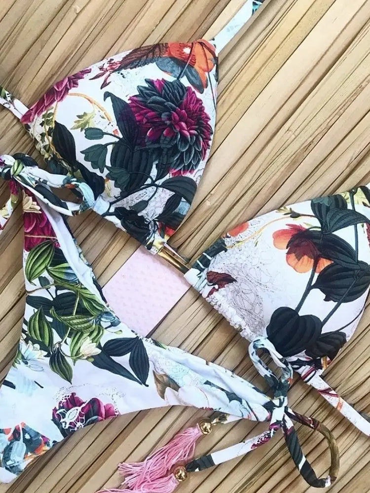 Women's Printed Push-Up Bandage Bikini – Low-Waisted, Brazilian Style, Beach Swimsuit