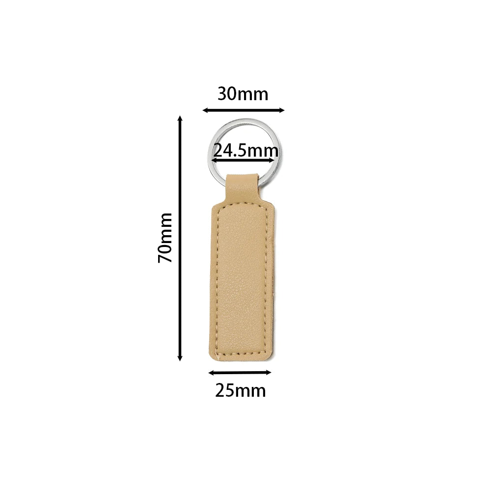 Porte-Clés Unisexe en Cuir PU – Pendentif Métallique Simple, 8 Couleurs, Cadeau