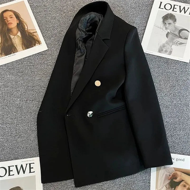 Double-Breasted Blazer with Notch Lapel