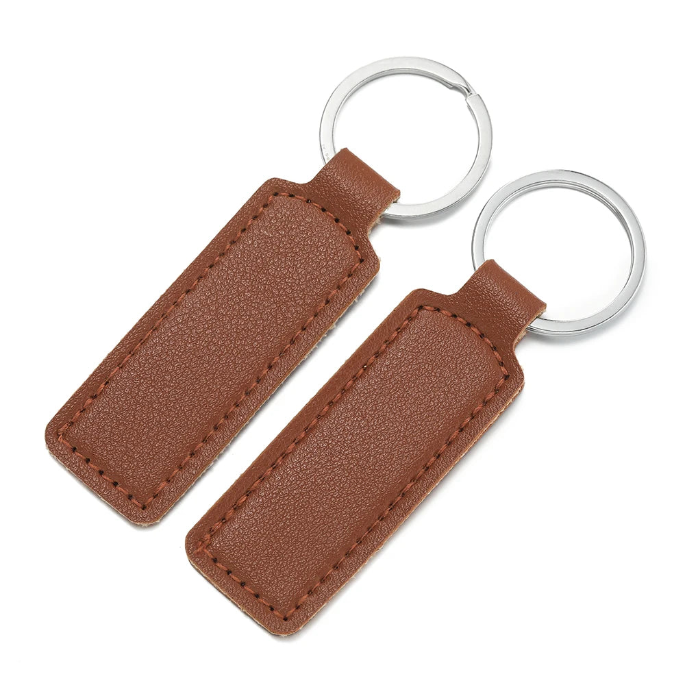 Porte-Clés Unisexe en Cuir PU – Pendentif Métallique Simple, 8 Couleurs, Cadeau