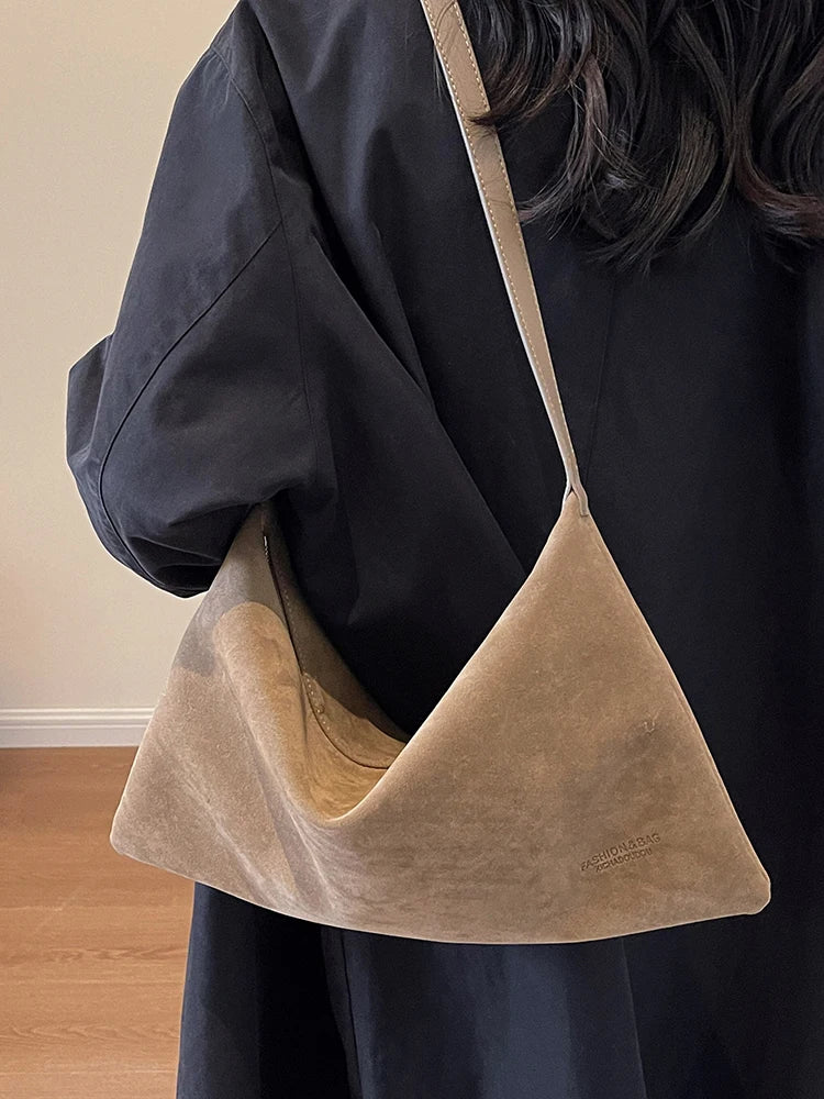 Sac à Main Souple effet  Suède  Style Vintage