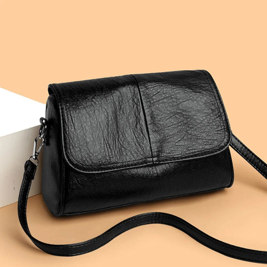 Sac à bandoulière rétro en cuir ciré - Design vintage élégant avec rabat