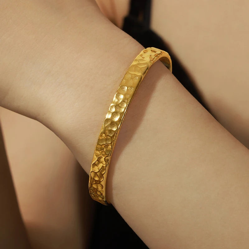 Classic Gold Cuff Bracelet – Gold-Plated Stainless Steel, for Women