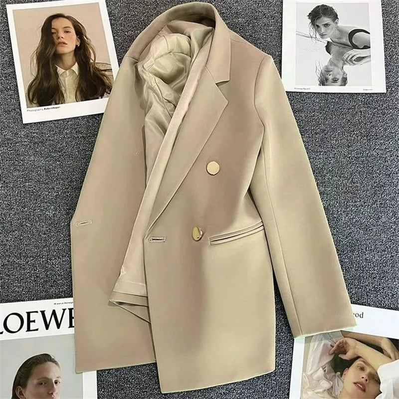 Double-Breasted Blazer with Notch Lapel