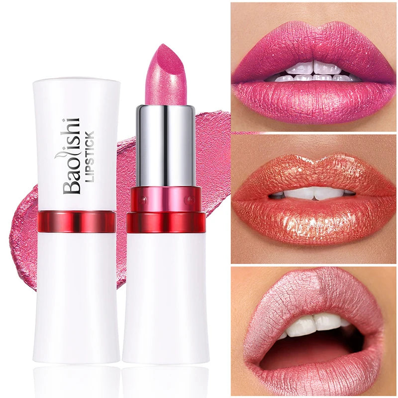 Long-Lasting Mirror Pearl Lipstick – Moisturizing, Waterproof, Flash Gloss Finish | 6 Shades