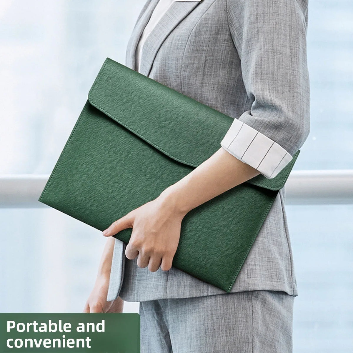 Pochette porte-documents en cuir PU grande capacité A4 - Design portable pour bureau et affaires