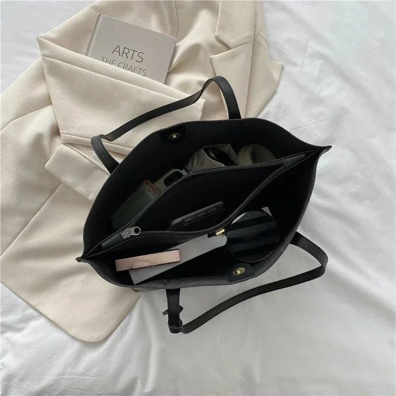 Soft Retro-Style PU Tote Bag