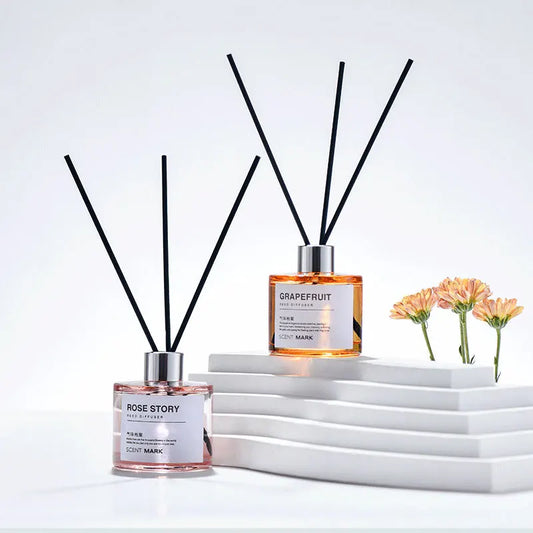 Coffret Diffuseur à Roseaux 50 ml – Huile Essentielle, Bâtonnets 25 cm, Aromathérapie Maison