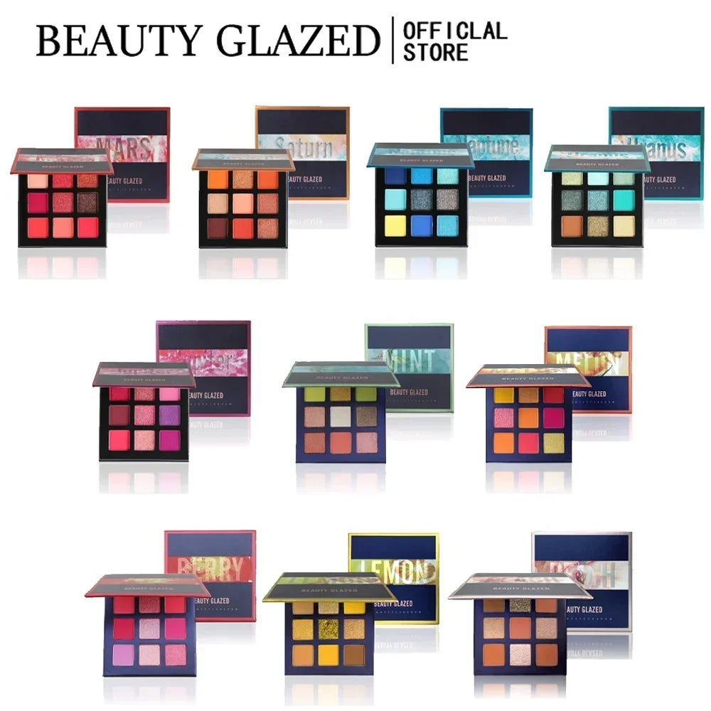 Palette Fard à Paupières 9 Teintes — Shimmer & Glitter Longue Tenue, Waterproof