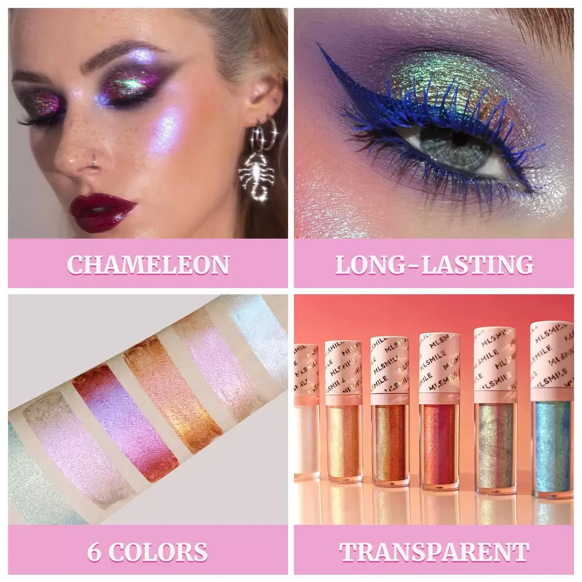 Fard à Paupières Liquide Multichromatique — Shimmer Polarisé, Séchage Rapide, Effet Caméléon