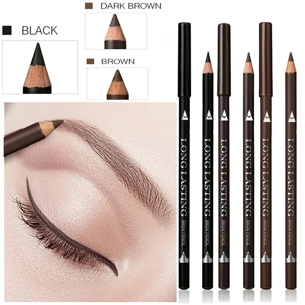 Waterproof Eyebrow Pencil — Pack of 6 or 12 Pieces, Long-Lasting Wear