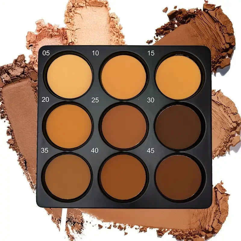 Palette Contour 9 Couleurs – Fond de Teint, Anti-Cernes, Contouring, Fixation, Fini Mat & Shimmer