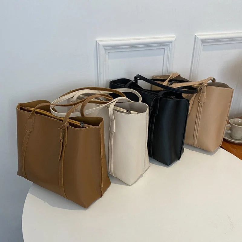 Soft Retro-Style PU Tote Bag