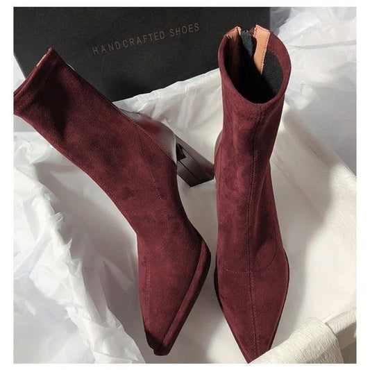 Bottines à Bout Pointu et Talon Bloc
